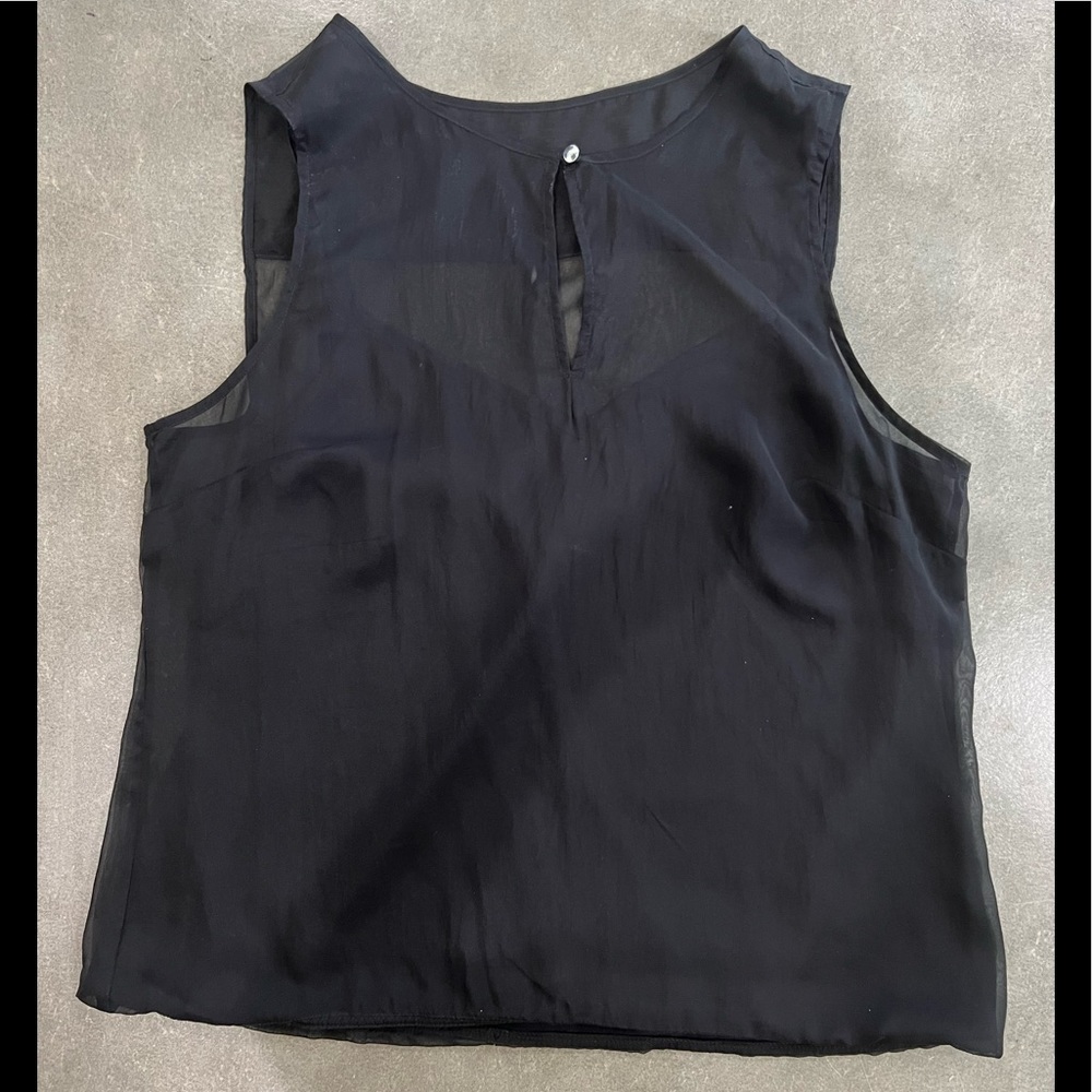 White House Black Market Black Top with Overlay